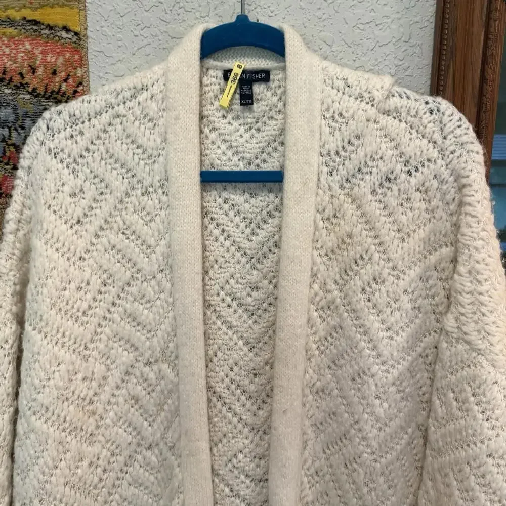 NWT Eileen Fisher Organic Cotton Fluff High Collar Cardigan Size XL‎ $208 NEW